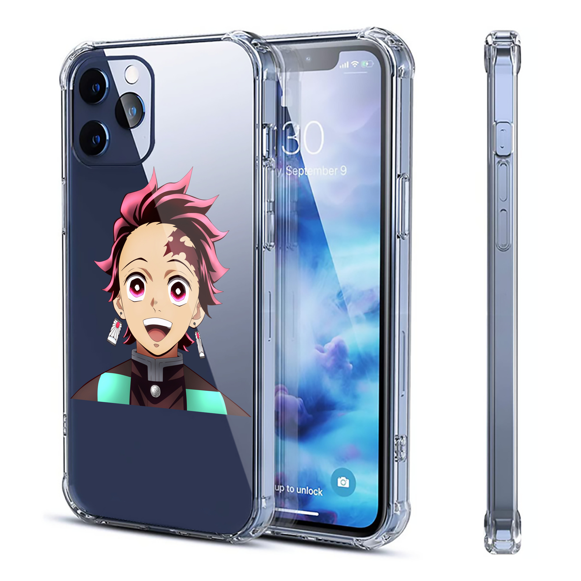 （画像用） 鬼滅の刃 竈門 炭治郎／かまど たんじろう Kamado Tanjirou 【iPhone 12シリーズ対応】透明スマホケース（クリアソフトケース）